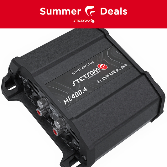 Stetsom HL 400.4 Class D Full Range Amplifier 4 Channel 400 Watts, RCA Input and High Wire Input, Variable Crossover