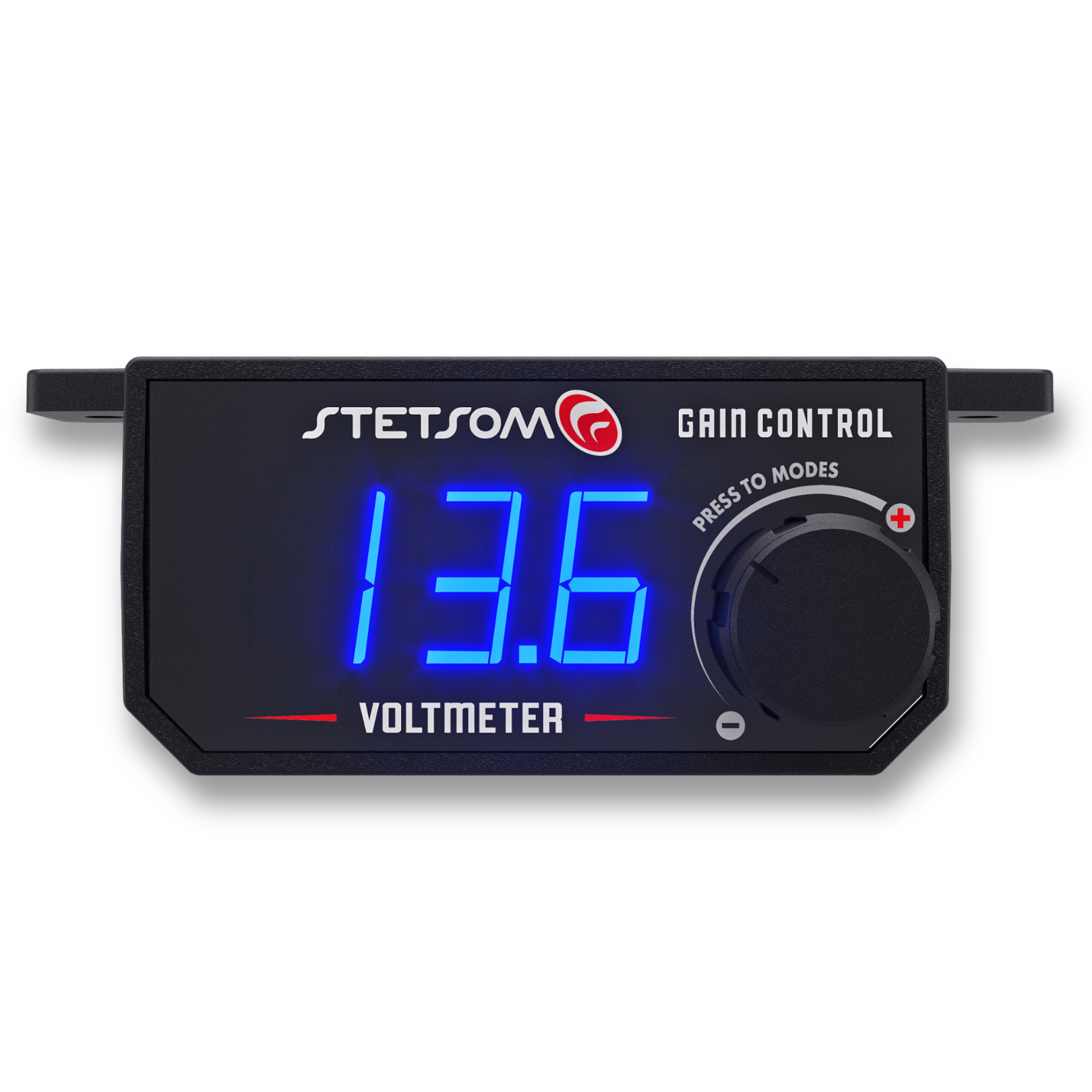 Stetsom 4in1 Universal Bass Knob Gain Control + Voltmeter + On/Off Switch + High to RCA Input Converter, Blue LED Display, One Touch On/Off Display, Continuous Touch On/Off Amplifier