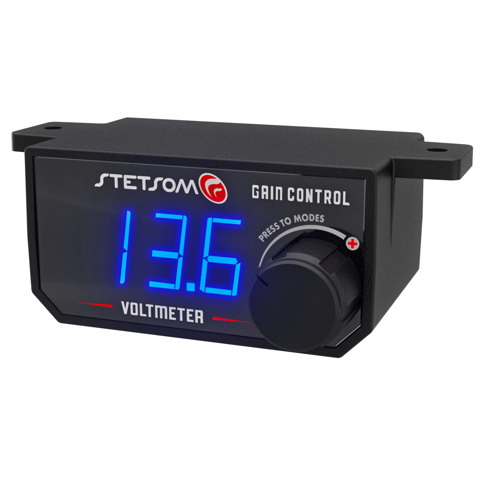 Stetsom 4in1 Universal Bass Knob Gain Control + Voltmeter + On/Off Switch + High to RCA Input Converter, Blue LED Display, One Touch On/Off Display, Continuous Touch On/Off Amplifier