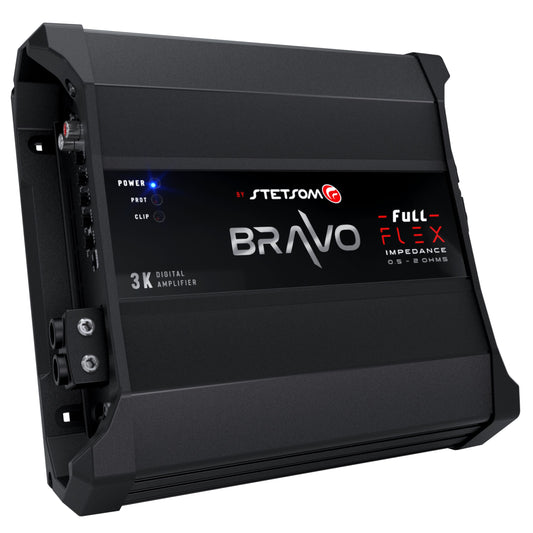 Stetsom BRAVO FULL Flex 3K 0.5~2ohm (Auto) Mono Class D Car Audio Amplifier, Automatic Impedance System 0.5 to 2 Ohms