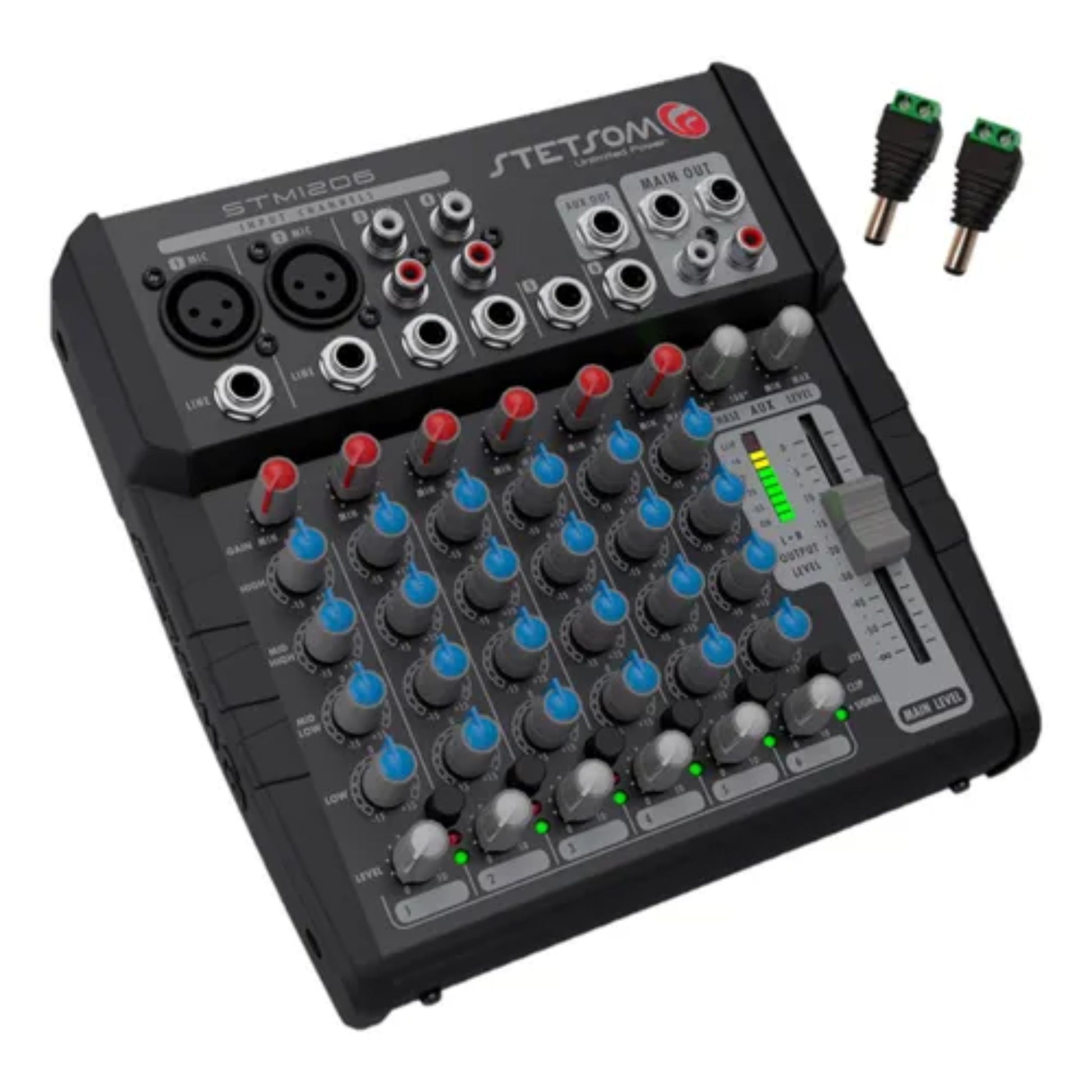 Stetsom STM1206 Mixer Automotive with Frequency from 1HZ ~ 75KHz with 6 Input Channels 4 Equalization Bands Per Channel and 2 Output Channels Main & Auxiliar