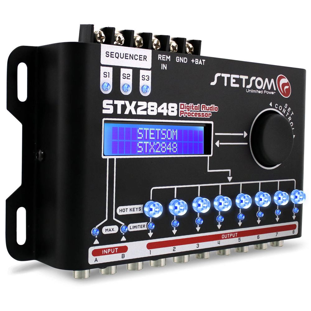 Stetsom STX 2848 DSP Crossover & Equalizer 8 Channel Full Digital Signal  Processor (Sequencer)